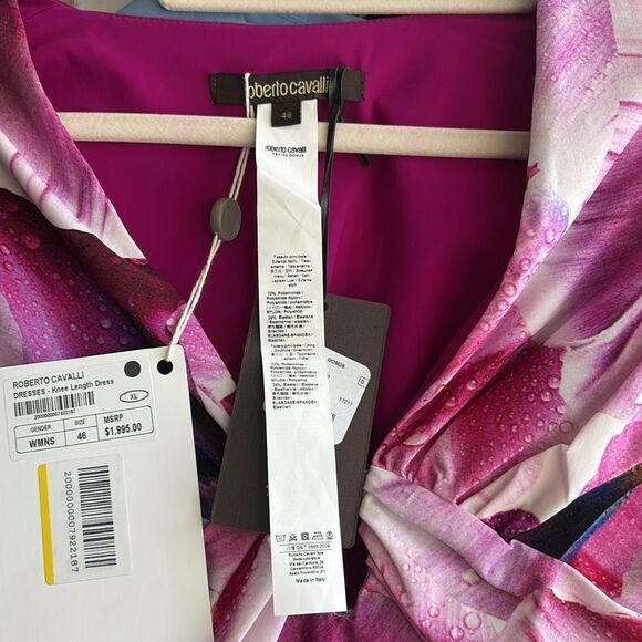 Roberto Cavalli Embellished Orchid-Print Dress NWT size XL $1995 - Picture 8 of 10